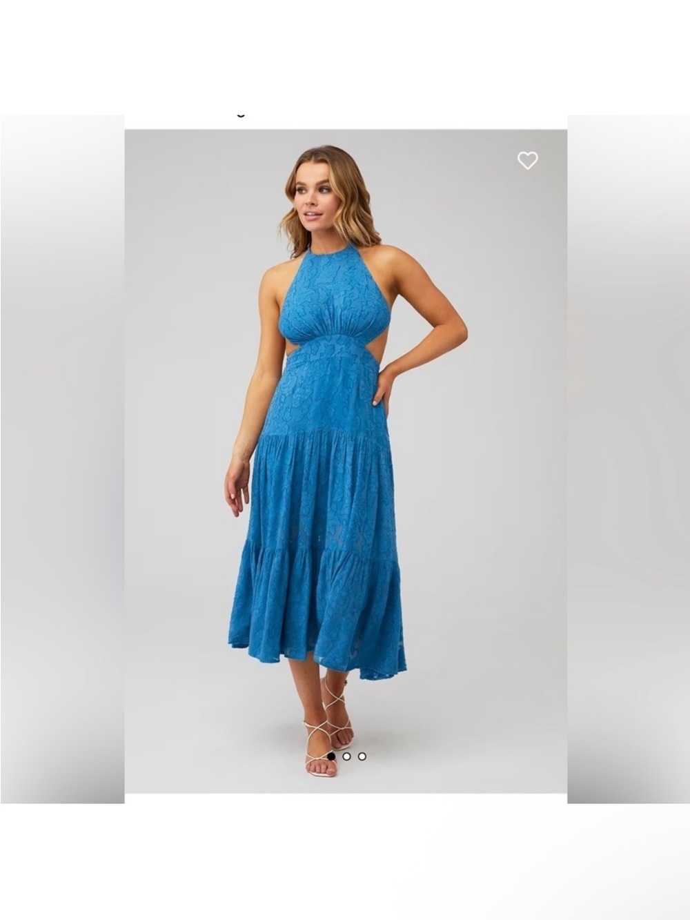 Karina Grimaldi Teal-Blue Lace Halter Midi Dress